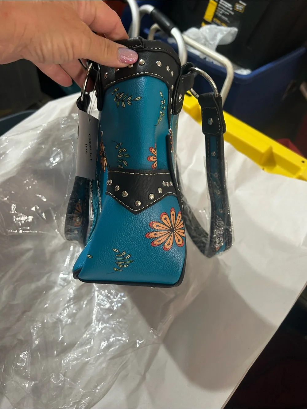 Teal Sugar Skull Tote Bag